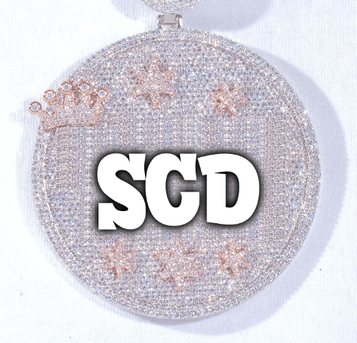 CUSTOM LETTER NECKLACE 3D BIG CROWN DISC