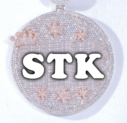 CUSTOM LETTER NECKLACE 3D BIG CROWN DISC