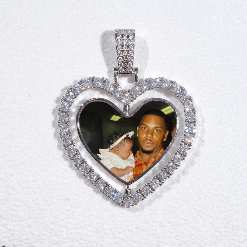 3D Spinning 2-Faced Heart Custom Picture Pendant
