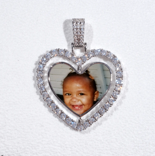 3D Spinning 2-Faced Heart Custom Picture Pendant