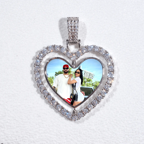 3D Spinning 2-Faced Heart Custom Picture Pendant