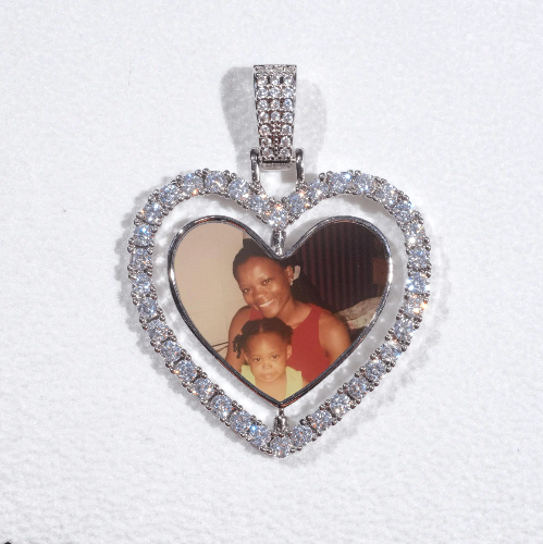 3D Spinning 2-Faced Heart Custom Picture Pendant