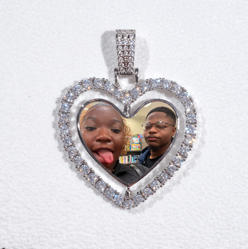 3D Spinning 2-Faced Heart Custom Picture Pendant