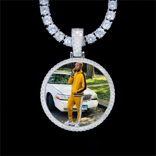 925S & VVS Moissanite 3D Circle Custom Picture Pendant