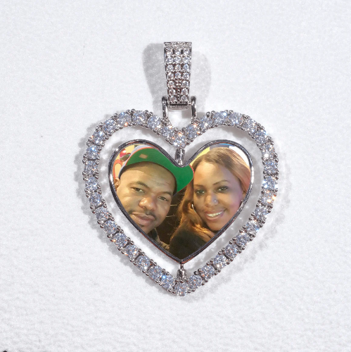 3D Spinning 2-Faced Heart Custom Picture Pendant