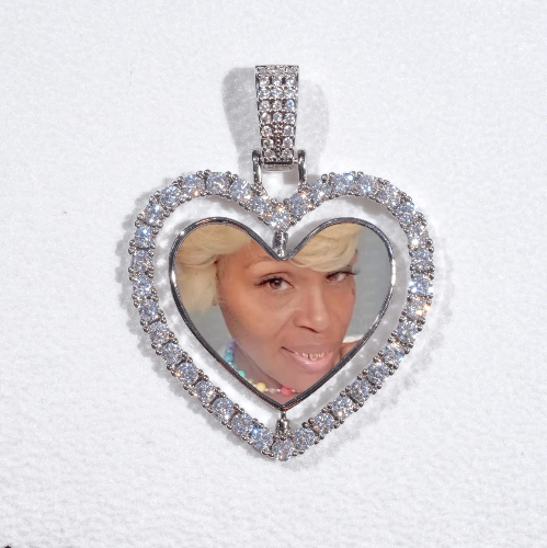 3D Spinning 2-Faced Heart Custom Picture Pendant