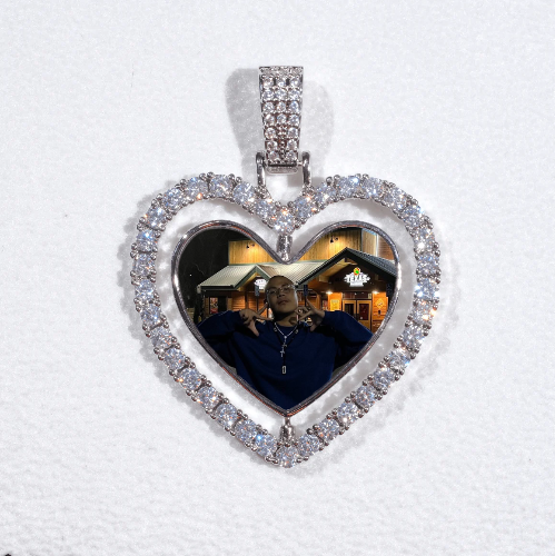 3D Spinning 2-Faced Heart Custom Picture Pendant