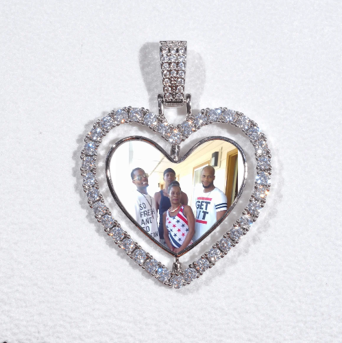 3D Spinning 2-Faced Heart Custom Picture Pendant