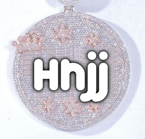 CUSTOM LETTER NECKLACE 3D BIG CROWN DISC