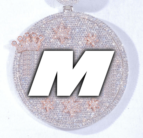 CUSTOM LETTER NECKLACE 3D BIG CROWN DISC