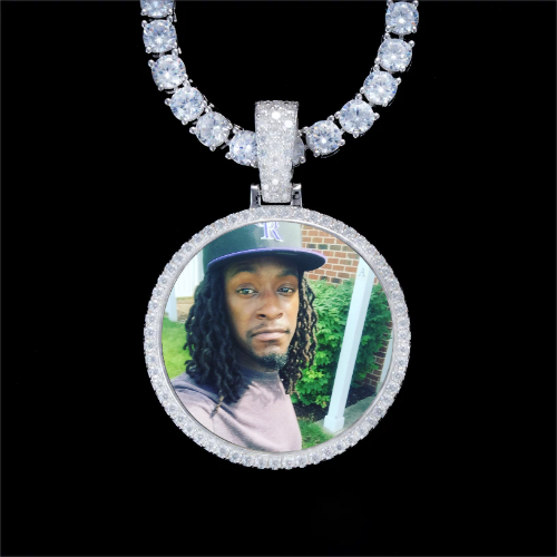 925S & VVS Moissanite 3D Circle Custom Picture Pendant