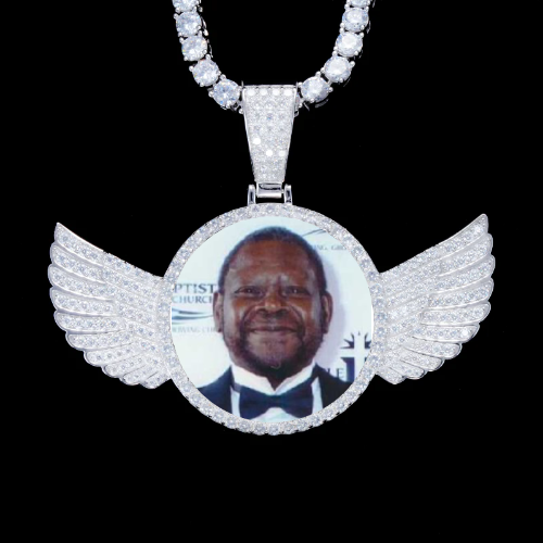 925S & VVS Moissanite 3D Wing Custom Picture Pendant