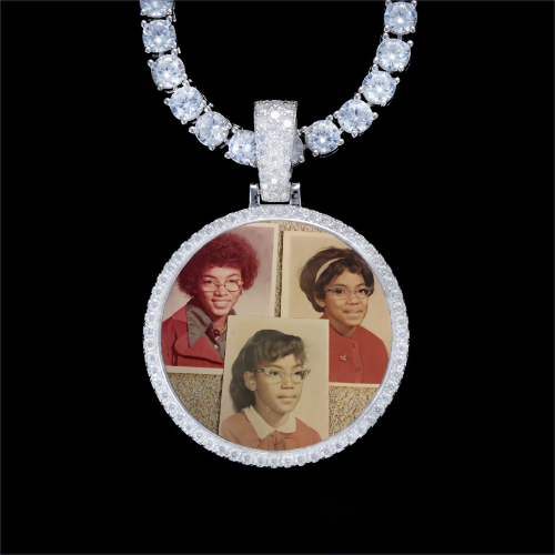 925S & VVS Moissanite 3D Circle Custom Picture Pendant
