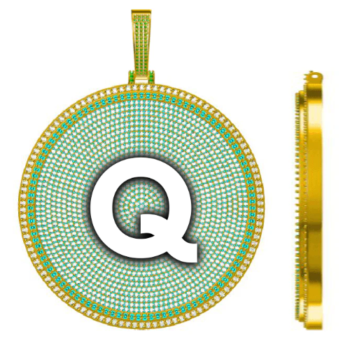 CUSTOM LETTER NECKLACE 3D BIG DISC