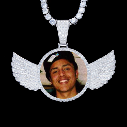 925S & VVS Moissanite 3D Wing Custom Picture Pendant