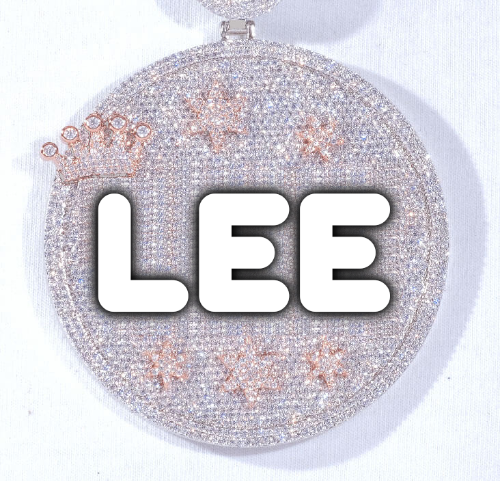 CUSTOM LETTER NECKLACE 3D BIG CROWN DISC