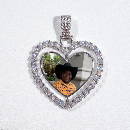 3D Spinning 2-Faced Heart Custom Picture Pendant