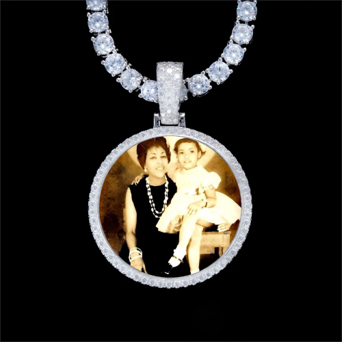 925S & VVS Moissanite 3D Circle Custom Picture Pendant