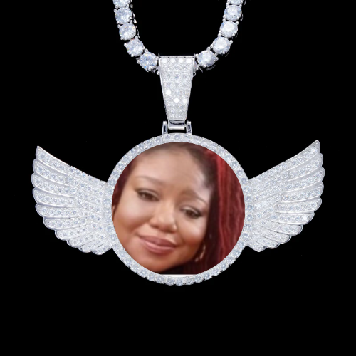 925S & VVS Moissanite 3D Wing Custom Picture Pendant