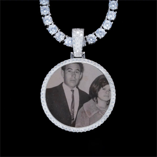 925S & VVS Moissanite 3D Circle Custom Picture Pendant
