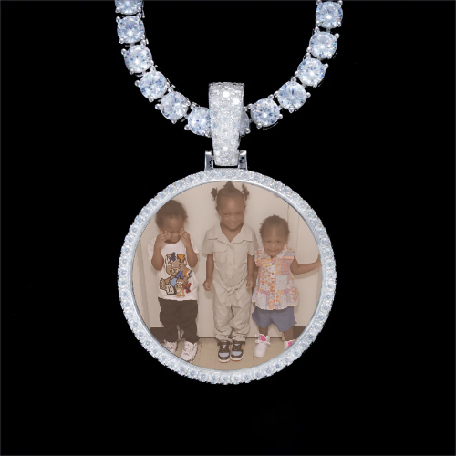 925S & VVS Moissanite 3D Circle Custom Picture Pendant