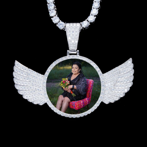 925S & VVS Moissanite 3D Wing Custom Picture Pendant