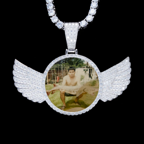 925S & VVS Moissanite 3D Wing Custom Picture Pendant