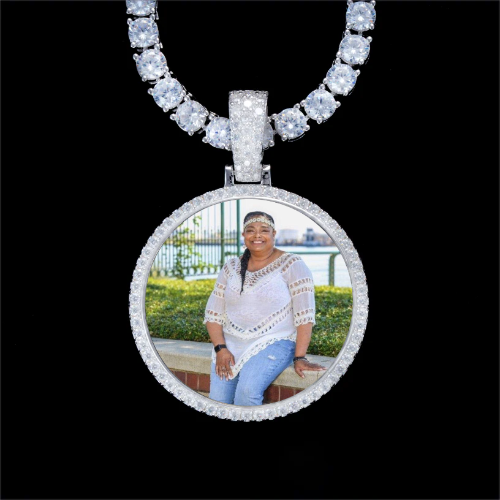 925S & VVS Moissanite 3D Circle Custom Picture Pendant