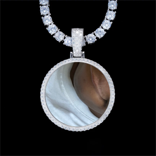 925S & VVS Moissanite 3D Circle Custom Picture Pendant