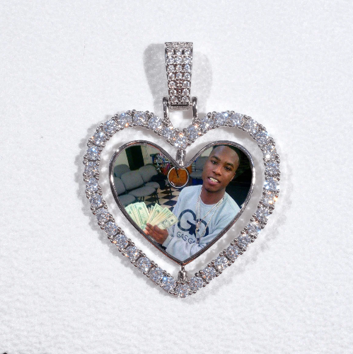 3D Spinning 2-Faced Heart Custom Picture Pendant
