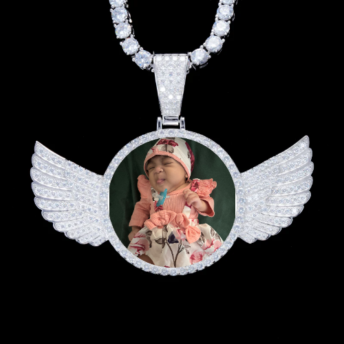 925S & VVS Moissanite 3D Wing Custom Picture Pendant