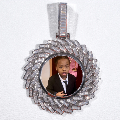 Large 3D Baguette Custom Picture Pendant