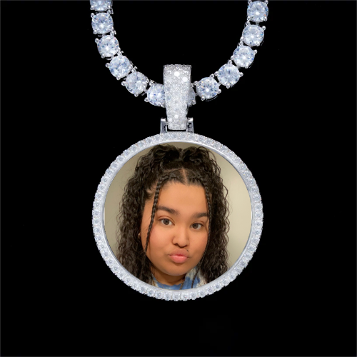 925S & VVS Moissanite 3D Circle Custom Picture Pendant