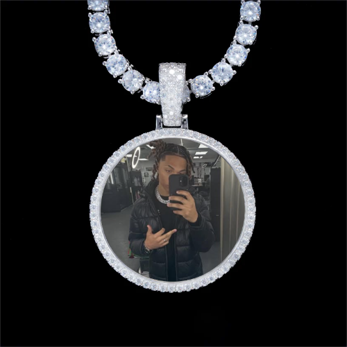 925S & VVS Moissanite 3D Circle Custom Picture Pendant