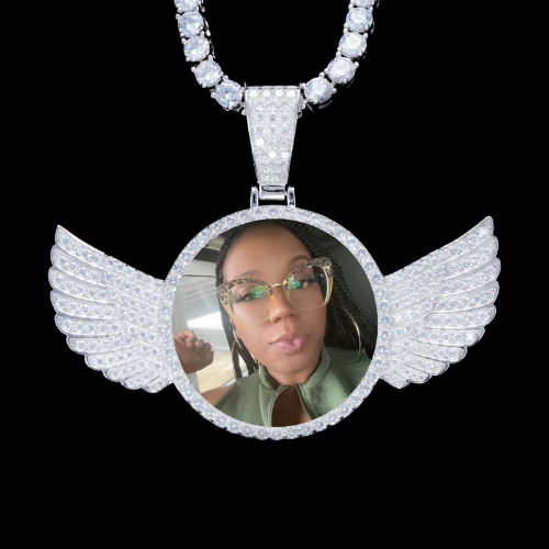 925S & VVS Moissanite 3D Wing Custom Picture Pendant