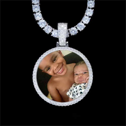925S & VVS Moissanite 3D Circle Custom Picture Pendant