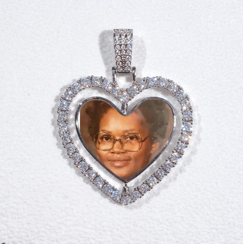 3D Spinning 2-Faced Heart Custom Picture Pendant