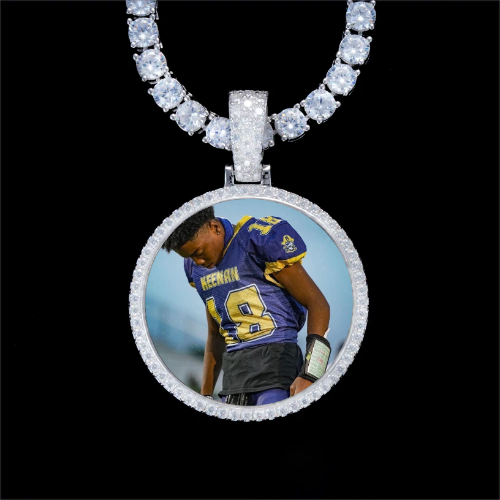 925S & VVS Moissanite 3D Circle Custom Picture Pendant