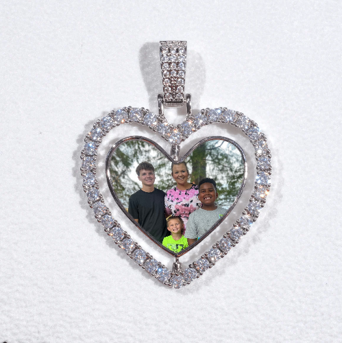 3D Spinning 2-Faced Heart Custom Picture Pendant