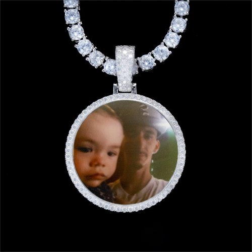 925S & VVS Moissanite 3D Circle Custom Picture Pendant