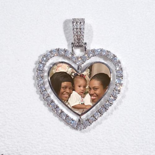 3D Spinning 2-Faced Heart Custom Picture Pendant