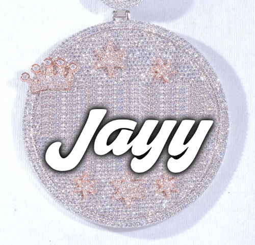 CUSTOM LETTER NECKLACE 3D BIG CROWN DISC