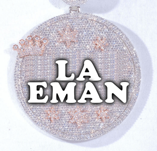 CUSTOM LETTER NECKLACE 3D BIG CROWN DISC