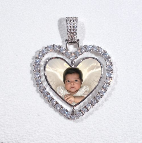 3D Spinning 2-Faced Heart Custom Picture Pendant
