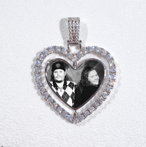 3D Spinning 2-Faced Heart Custom Picture Pendant