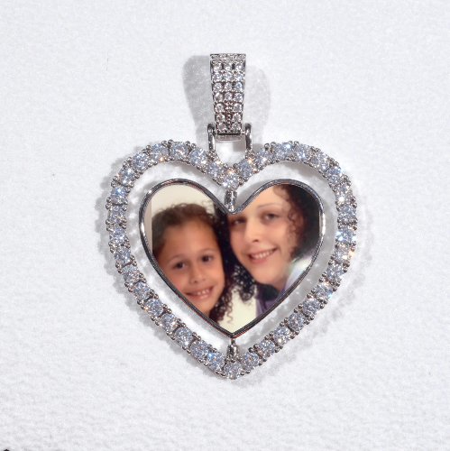 3D Spinning 2-Faced Heart Custom Picture Pendant