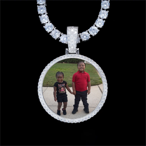925S & VVS Moissanite 3D Circle Custom Picture Pendant