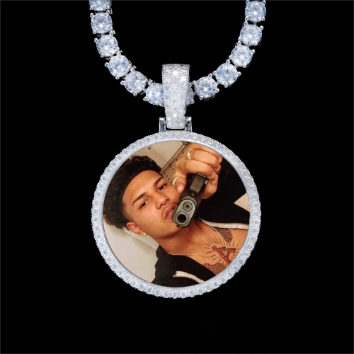 925S & VVS Moissanite 3D Circle Custom Picture Pendant