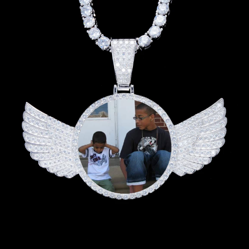 925S & VVS Moissanite 3D Wing Custom Picture Pendant