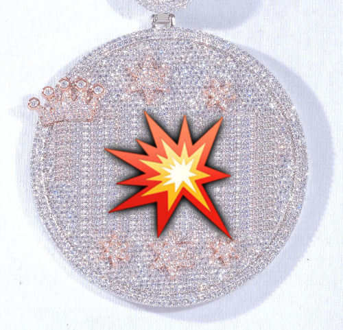 CUSTOM LETTER NECKLACE 3D BIG CROWN DISC